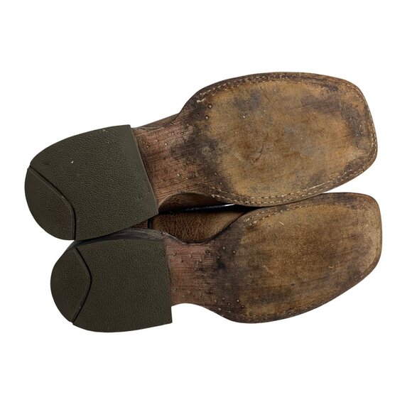 Ariat Womens Western Boots Size 7B Tan Blue Leather Square Toe 10015334 - Picture 5 of 6